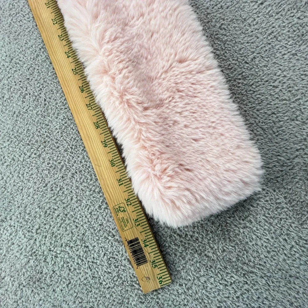 Cashmere Pink 100%‎ Virgin Wool Plush Faux Fur Scarf 34x5 Sky Elegant Luxury
